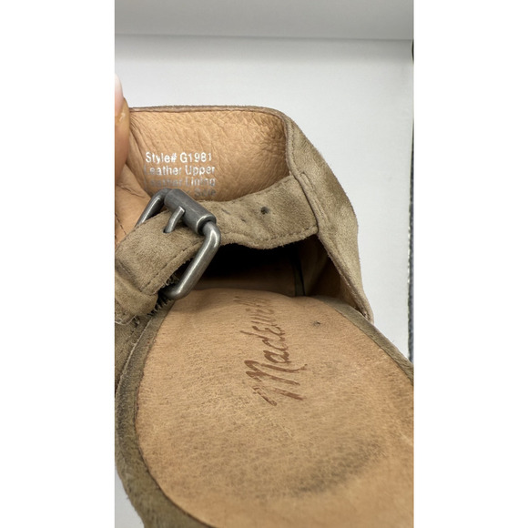 Madewell Suede Peep Toe Slingback Block Heel Sandals Womens Sz 8 Taupe - Picture 11 of 12